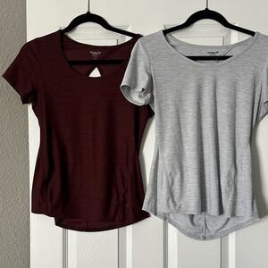 Old Navy Short Sleeve Tops in Maroon and Light Gray